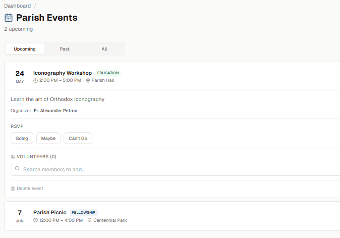 Events & RSVPs